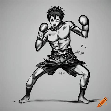 Anime boxing fighter, in white background, full body in attacking ...