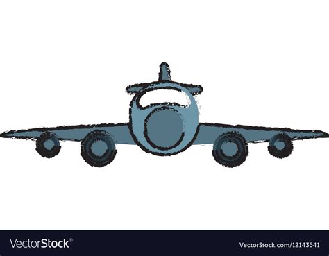 Drawing jet airplane private transport front view Vector Image