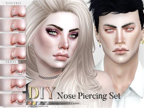 The Best: Nose Piercing Set by Pralinesims | Sims 4, Sims hair, Sims