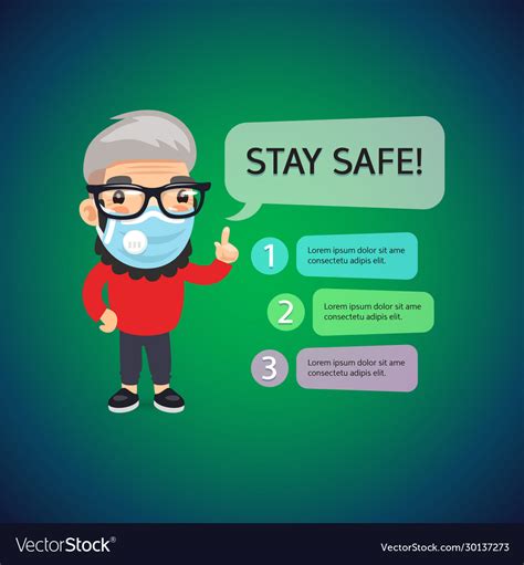 Flat cartoon man stay safe banner Royalty Free Vector Image