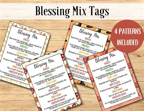 Thanksgiving Blessing Mix Tags, Printable Thanksgiving Tags, Trail Mix ...