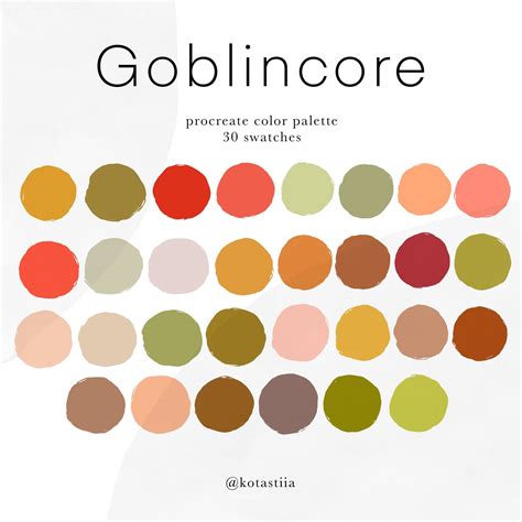 Goblincore, Warm Color Palette for Procreate, 30 Swatches for Cozy ...