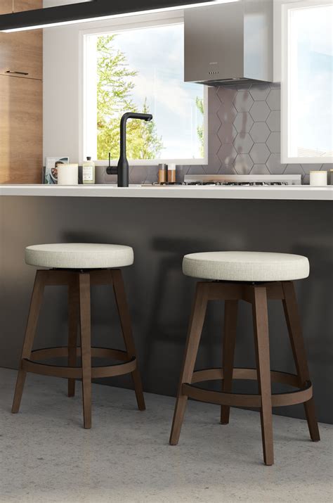 Amisco's Anton Wooden Backless Swivel Bar Stool • Barstool Comforts