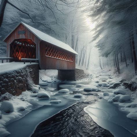 Covered Bridge in Winter by OldBoogie on DeviantArt