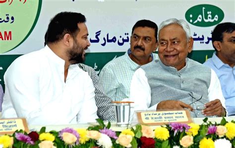 Bihar CM Nitish Kumar and Deputy CM Tejashwi Yadav during an event