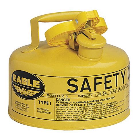 EAGLE, For Use With Diesel, 1 gal Capacity, Type I Safety Can - 3NKJ7|UI10SY - Grainger