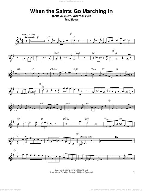 When The Saints Go Marching In sheet music for trumpet solo (transcription)