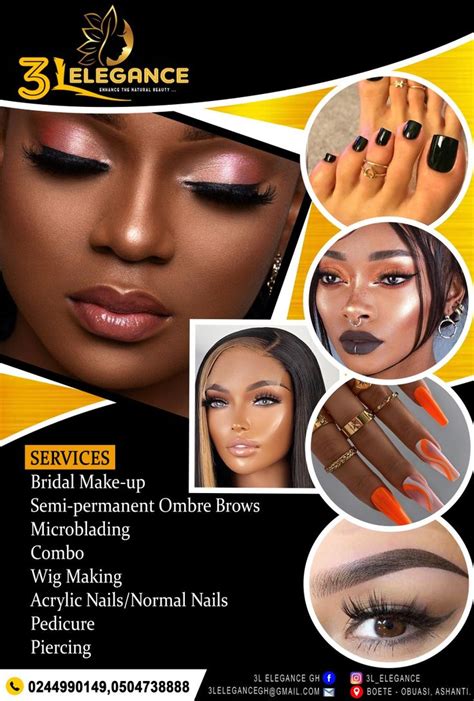 Gold and black salon flyer design for makeup artist Flyer And Poster ...