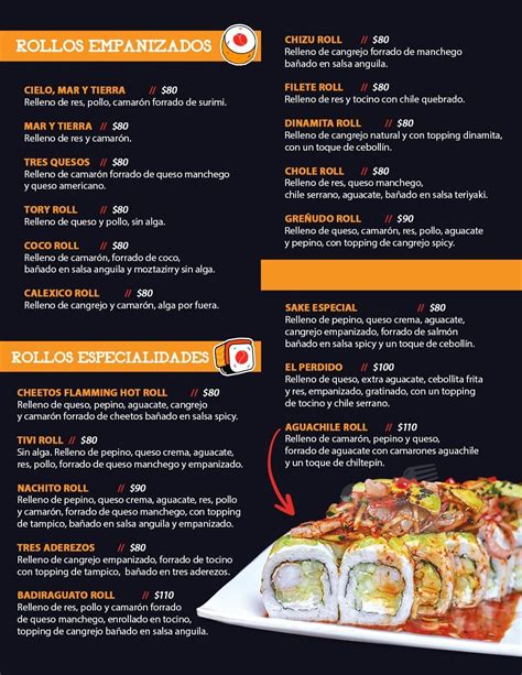 Tsunami sushi menu in 21354 Mexicali, B.C., Mexico