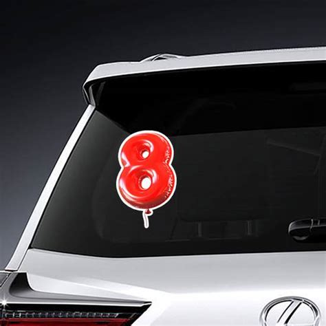 Red Balloon Number 8 Sticker