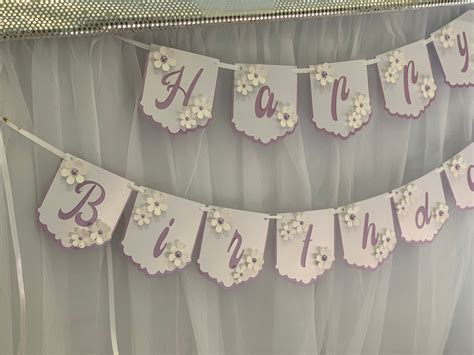 Floral birthday banner floral banner paper flower banner | Etsy