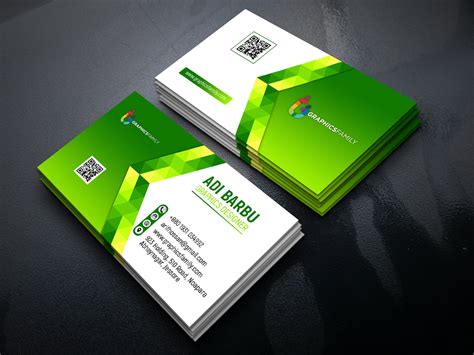 Green Abstract Business Card Free PSD Template – GraphicsFamily