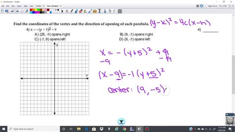 Find the vertex of a Horizontal Parabola 1140 Review #4 - YouTube