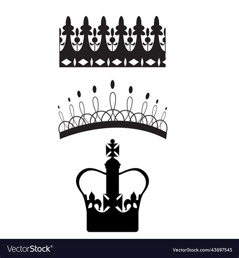 Set of black crown silhouette Royalty Free Vector Image