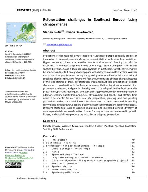 (PDF) Reforestation challenges in Southeast Europe facing climate change