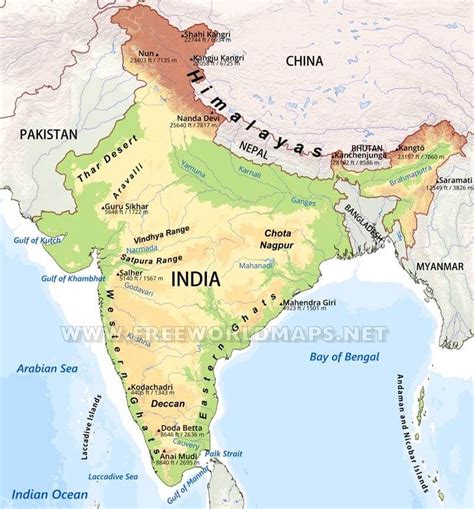 India Physical Map | India map, Physical map, Himalayas map