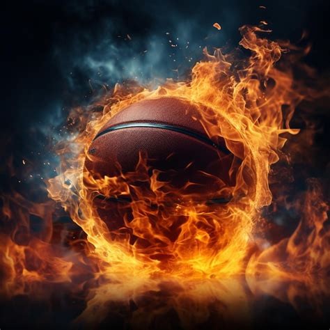 Premium AI Image | Incredible speed Basketball with flames on its way ...