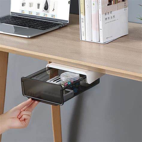 Buy COZYWELL Adhesive Drawer Under Desk Storage, Hiden Under Desk Drawer Slide-out, Add-on ...