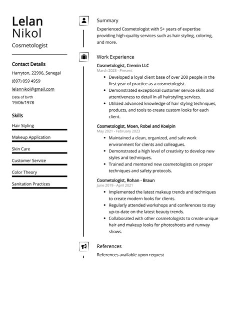 Cosmetologist Resume Example (Free Guide)