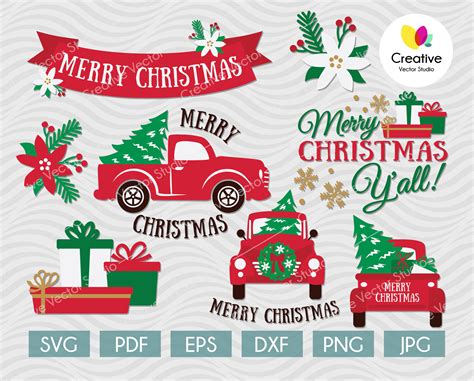 Christmas Red Truck SVG Bundle | Creative Vector Studio