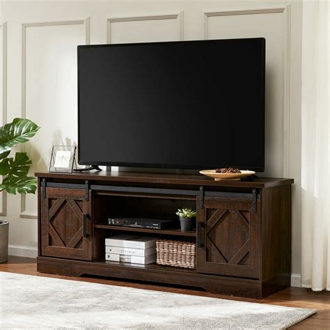 WAMPAT Sliding Barn Door TV Stand for 70 Inch Flat Screen, Media ...