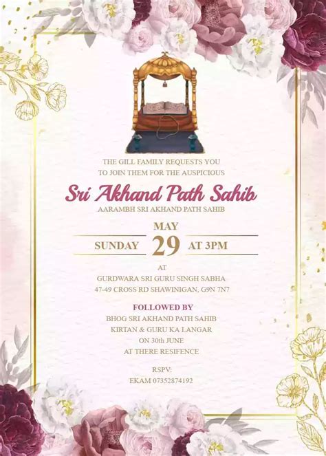 Akhand Path Invitation Card Maker Free