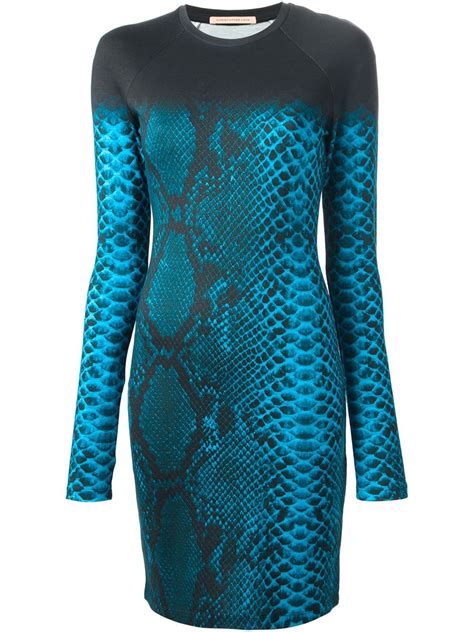 Christopher kane Snakeskin Print Dress in Blue | Lyst