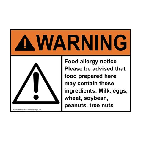 Food Safety / Kitchen Signs - Allergy Warning Signs