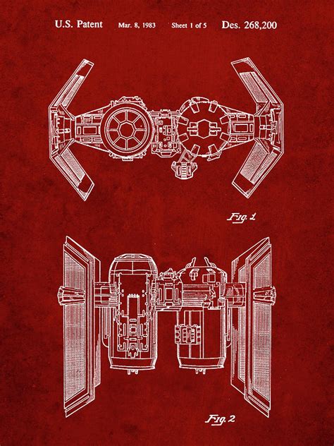 Pp102-burgundy Star Wars Tie Bomber Patent Poster Digital Art by Cole Borders | Fine Art America