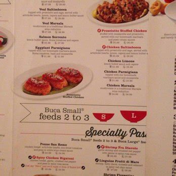 BUCA DI BEPPO MENU PRICES PDF