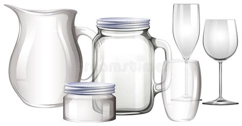 Different Types of Glass Containers Stock Vector - Illustration of equipment, diningware: 93036985