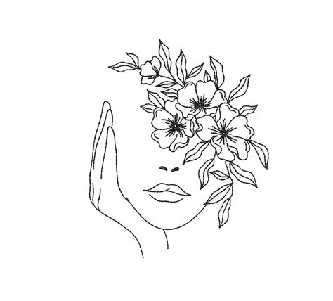 Face With Flowers Embroidery Design Women Embroidery File 5 - Etsy ...