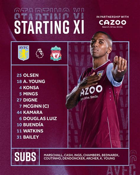 Aston Villa line up : r/LiverpoolFC