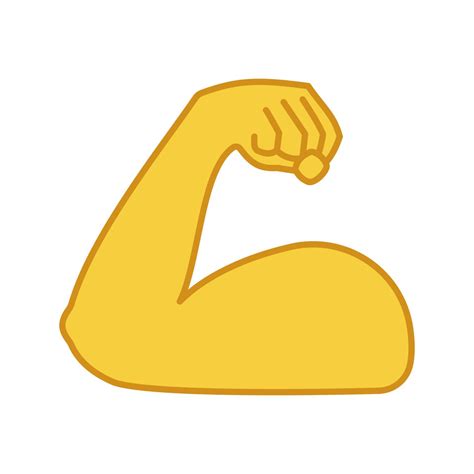 Flexed bicep color icon. Strong emoji. Muscle. Bodybuilding, workout. Man s arm, forearm ...