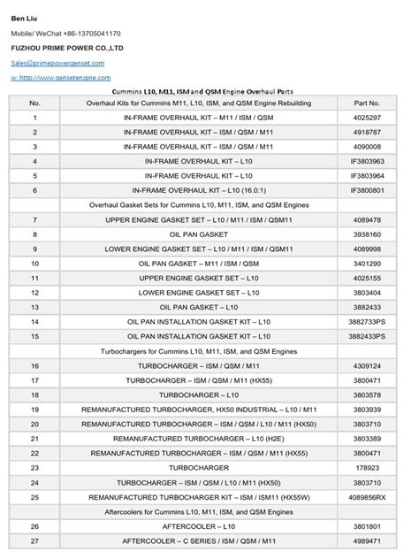 Cummins Part Catalog | PDF | Piston | Vehicle Parts