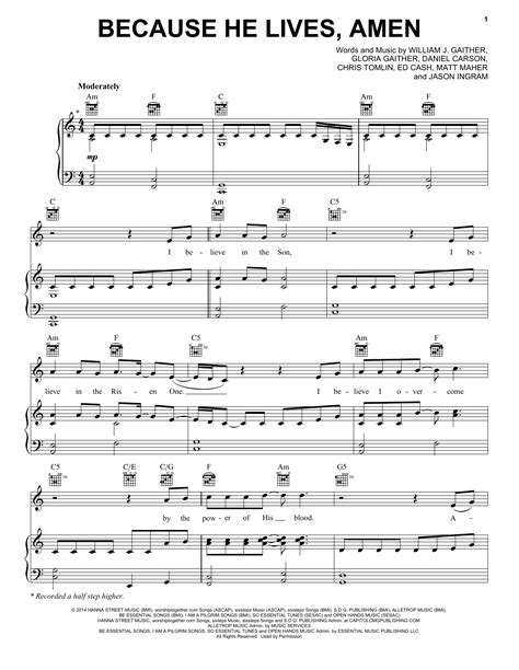 Matt Maher 'Because He Lives, Amen' Sheet Music | Download Printable PDF Chords & Score at ...