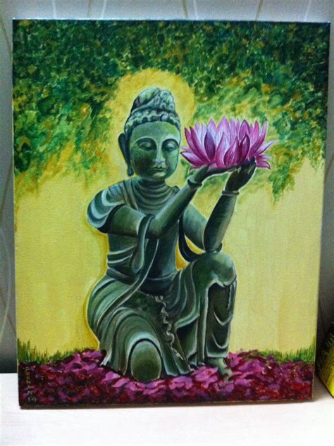 Buddha with lotus in acrylic paints ! | Painting, Buddha painting, Art