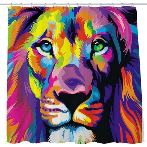 Trippy Lion Head Shower Curtain, Purple in 2020 | Lion art, Lion painting, Pop art