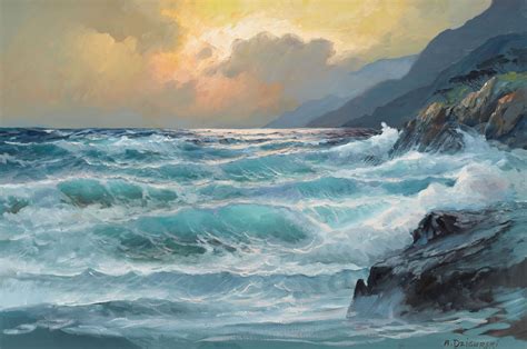 painting Sea Shore sky Waves HD Wallpaper | Wave painting, Ocean painting, Water painting