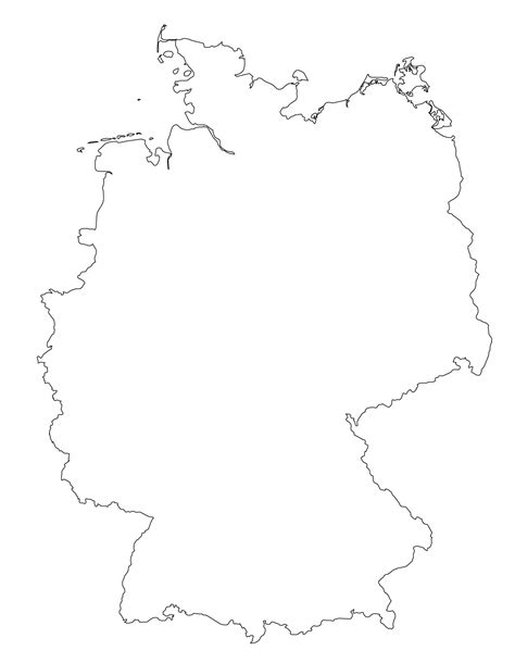 Germany map outline - Blank map of Germany (Western Europe - Europe)