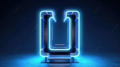 Futuristic Blue Neon Led Digital Font 3d Rendering Of The Letter I Background, Lettering ...