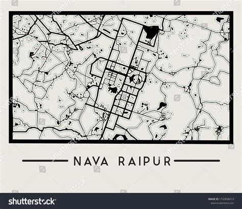 Abstract Nava Raipur City Map Illustration Stock Vector (Royalty Free ...