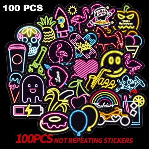 Animated neon light animal icons Cute stickers Tags - Animeely