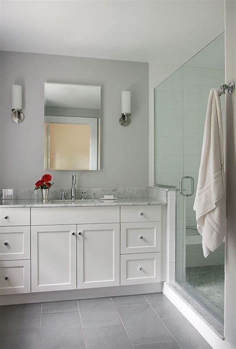 Gray bathroom vanity, tile ideas, walls, cabinets, and accessories ...