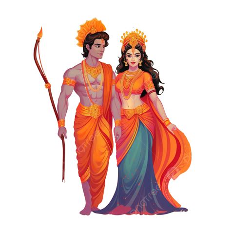 Vector Illustration Of Lord Rama And Goddess Sita For Happy Diwali ...