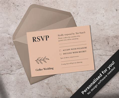 PRINTABLE RSVP Card Personalised Modern Elegant - Etsy