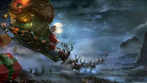 Christmas Reindeer And Sleigh Wallpapers - Wallpaper Cave