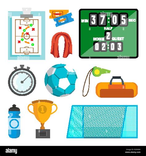 Handball Icons Set Vector. Handball Accessories. Isolated Flat Cartoon Illustration Stock Vector ...