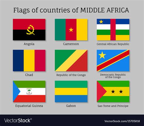 Middle africa silk flag set Royalty Free Vector Image