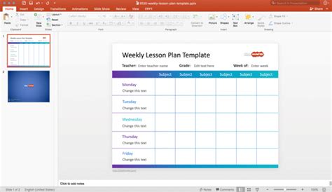 Free Weekly Lesson Plan Template for PowerPoint & Presentation Slides